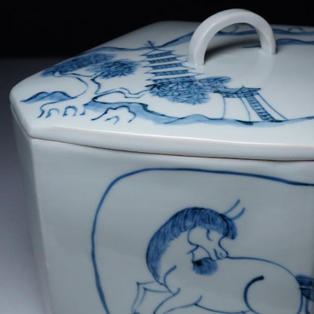 高野昭阿弥 菱馬水指 共箱 茶道具 染付 平安 - メルカリ