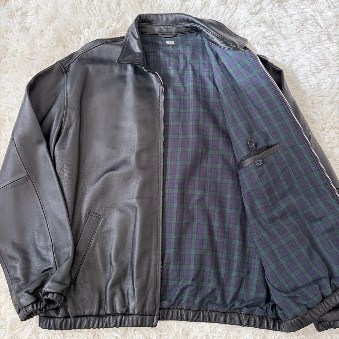 【美品】SHIPS XL レザージャケット シングル 襟付 裏地チェック 黒 000000004866-01.jpg?size=l&w=