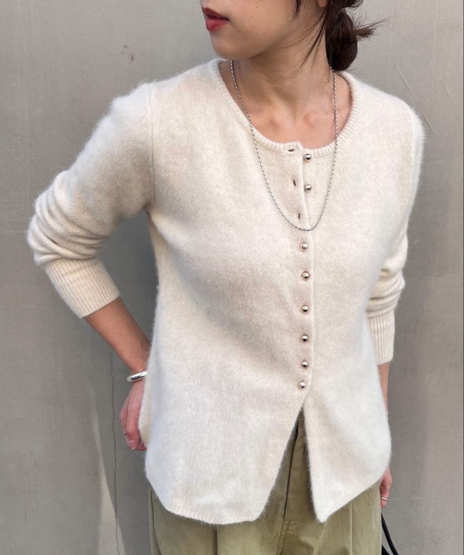 【SHENERY】ラクーンペプラムカーディガン　アイボリー