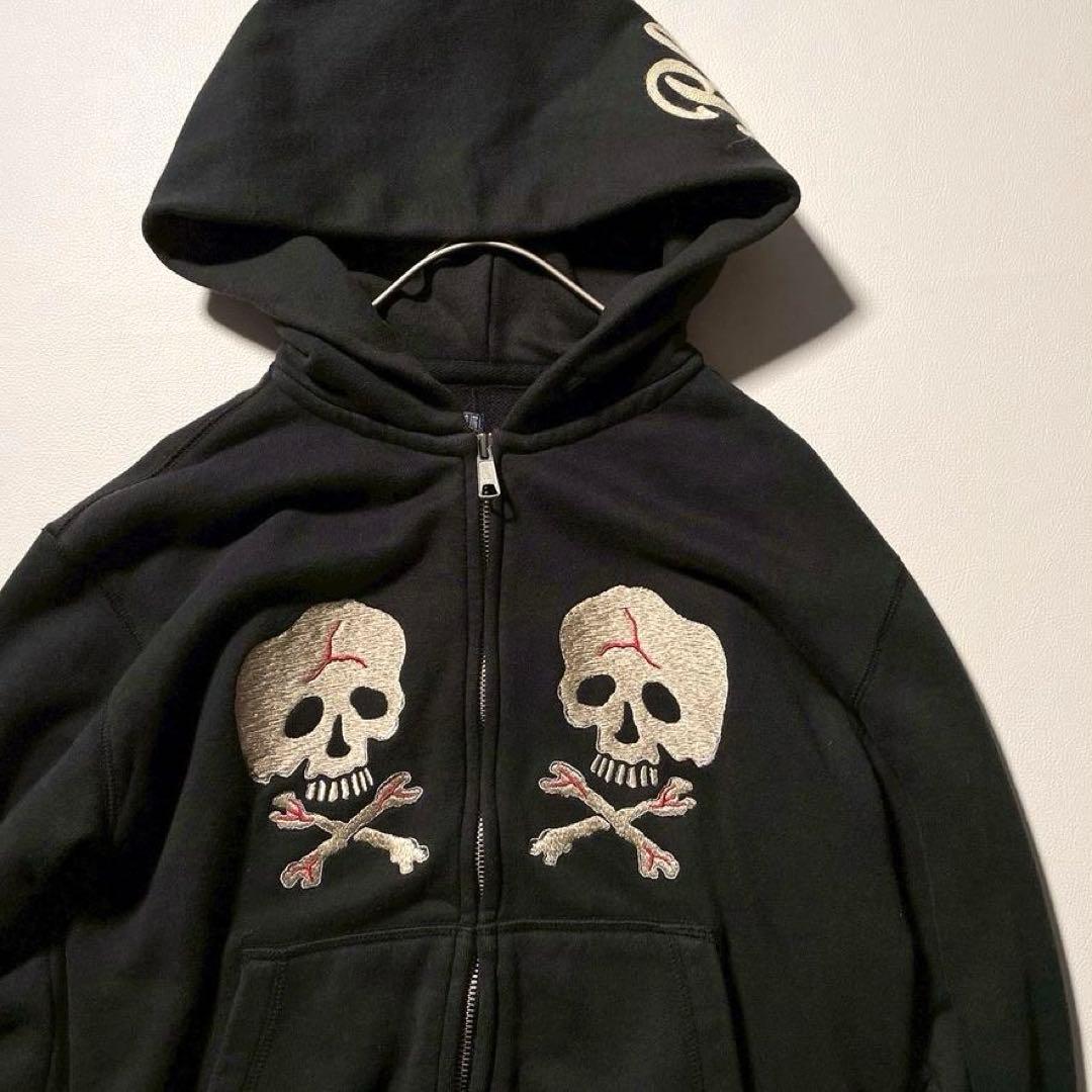 ペ*ー様 【希少美品】東洋エンタープライズ スカル刺繍 ジップパーカー TT63