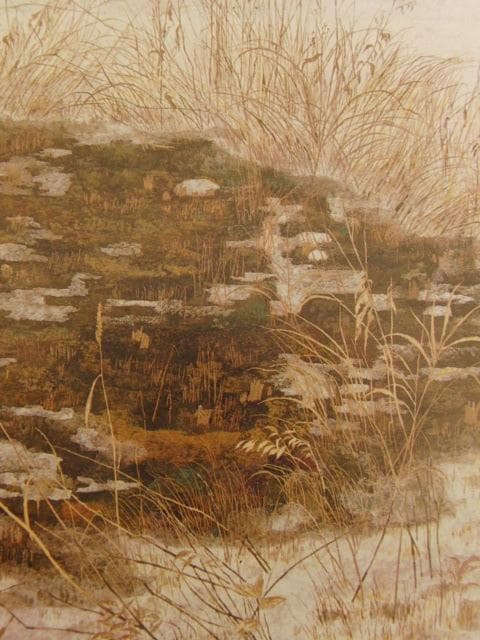 高越甚、【春の雪】、希少な額装用画集より、新品額装付