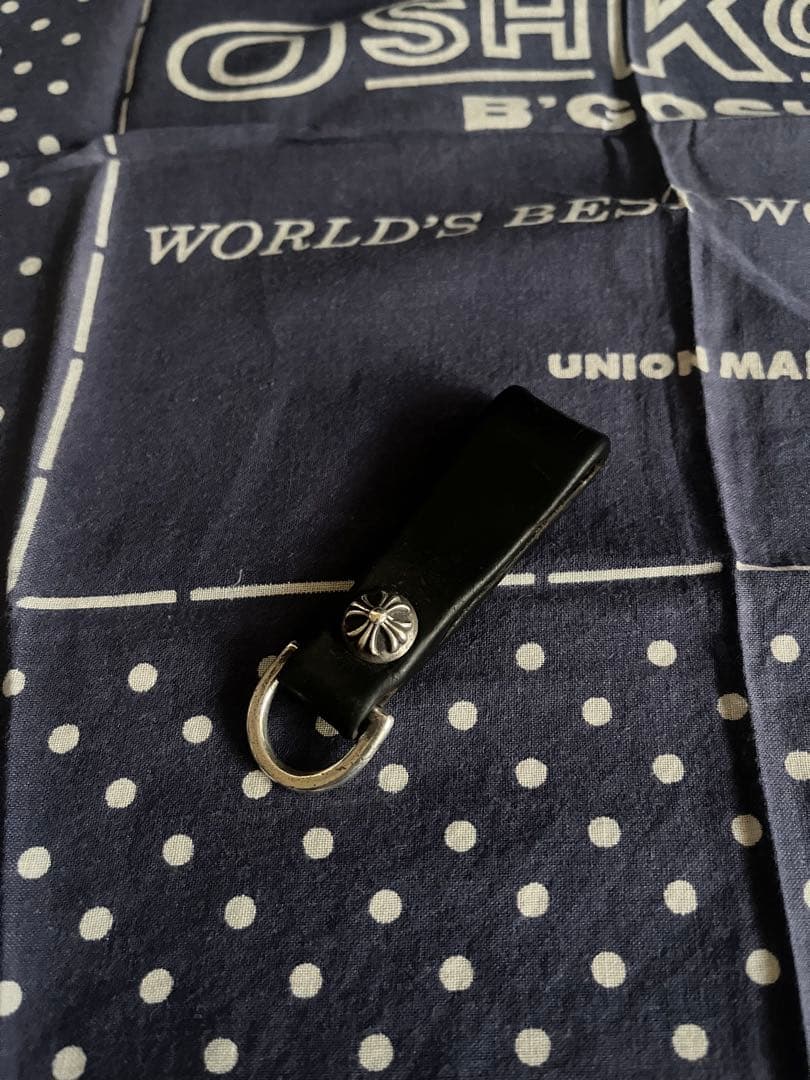 CHROME HEARTS Dリング　キーリング クロムハーツDキーリングブラックレザー&スプリットキーリングwith