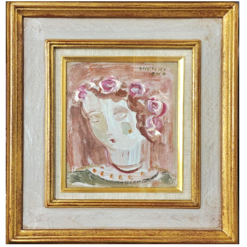 ☆小野州一☆「人形の顔」油絵　180X160ｍｍ　良好！ 小野州一「静物」リトグラフ 絵画買取・販売の小竹美術