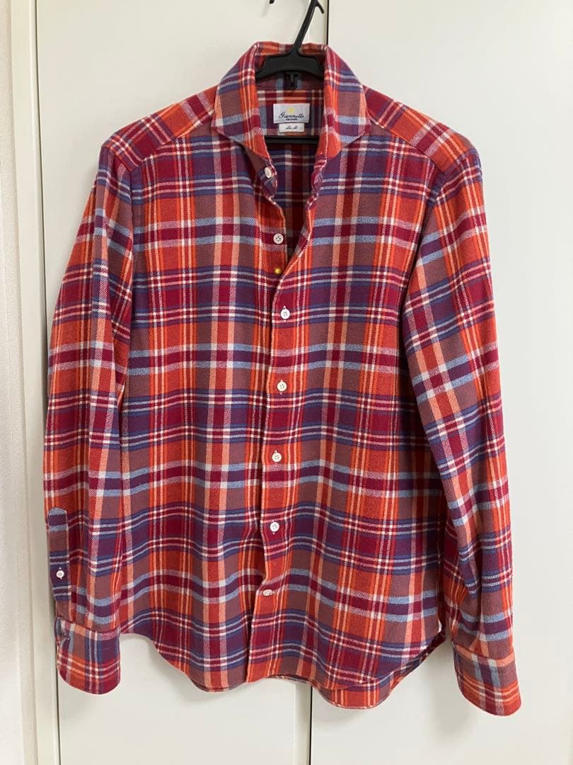 giannetto ジャンネット フランネル レッド シャツ 39/Mサイズ
