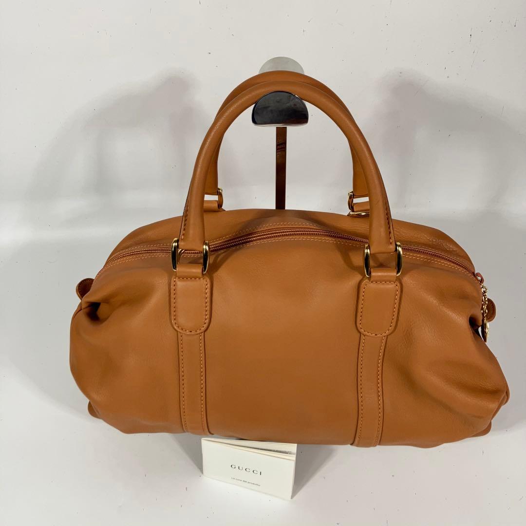 極美品グッチ ２way ボストンバッグ キャメル ブラウンGUCCI ショルダー