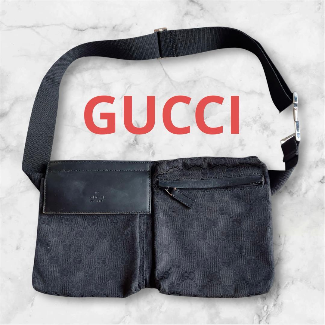 【大人気】グッチGUCCI GG柄ボディバッグ 斜めがけショルダーバッグ 黒