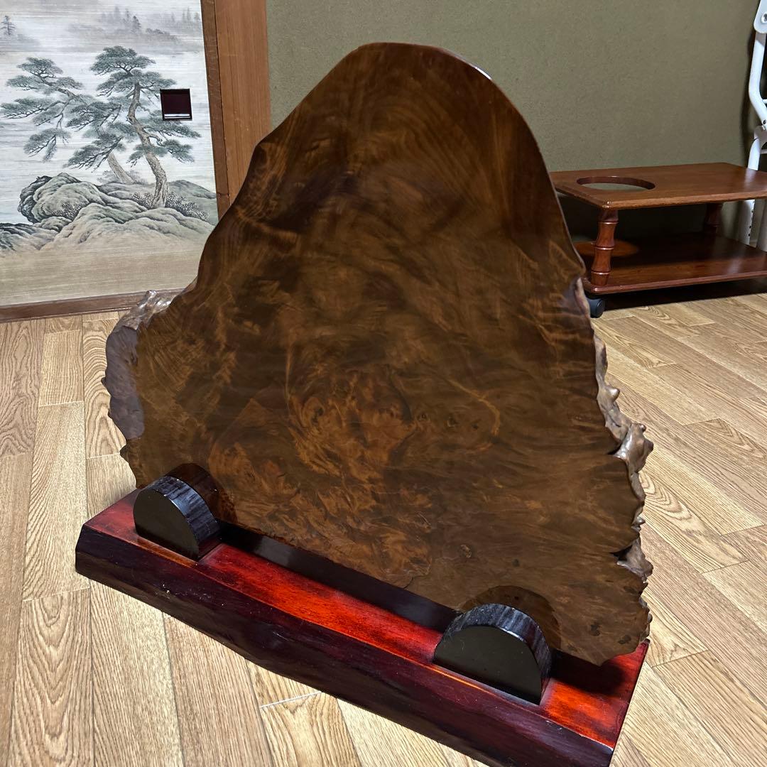 自然形状 木材 彫刻 台座付き