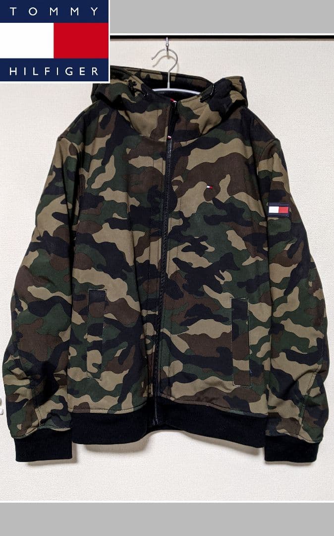 【 】フード付き中綿ジャケット/総柄/迷彩/ロゴ/新品