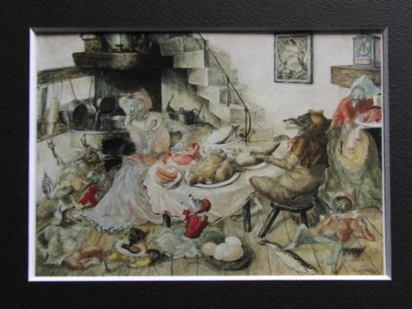 藤田嗣治、【 ラ・フォンテーヌ頌】、希少な限定額装用画集画、新品高級額 額装付