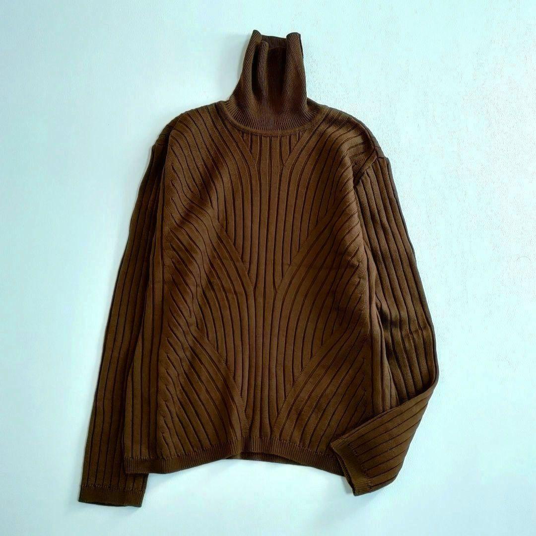 【美品】レオナール　三者混タートルネックニット　畦編み　ウールカシミヤシルク