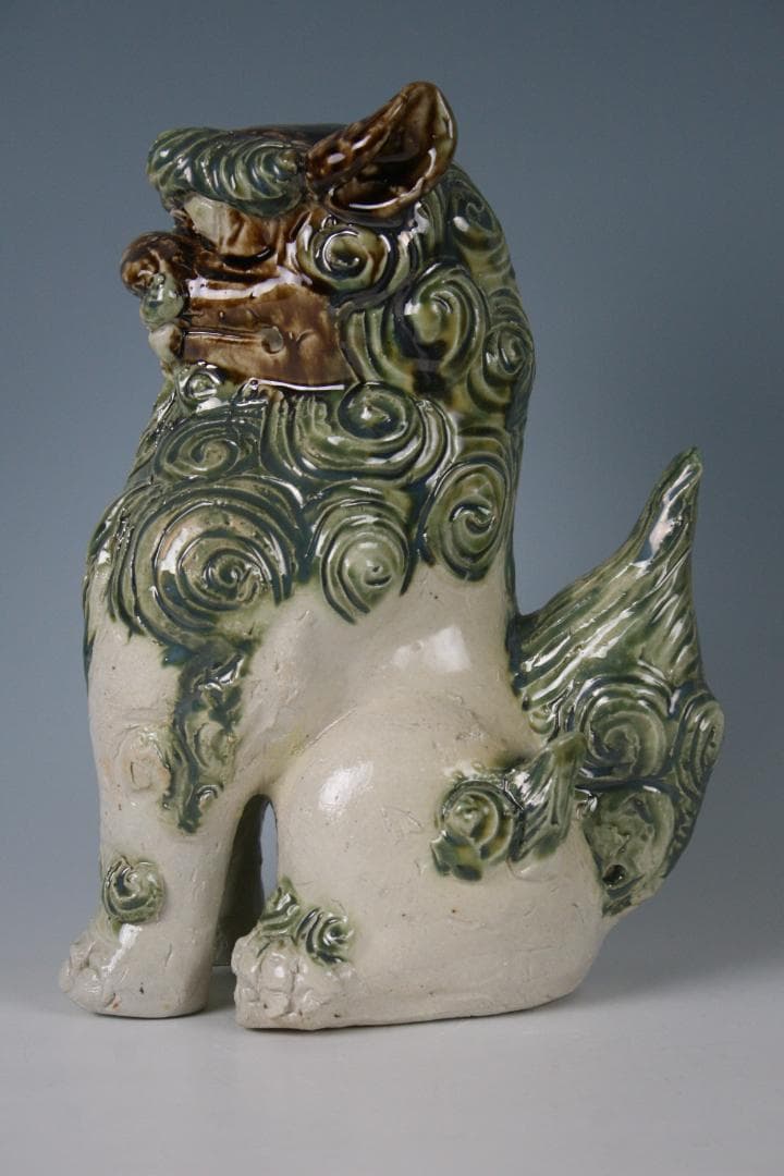 金城敏徳 作 緑釉立シーサー（特大）1対 - メルカリ