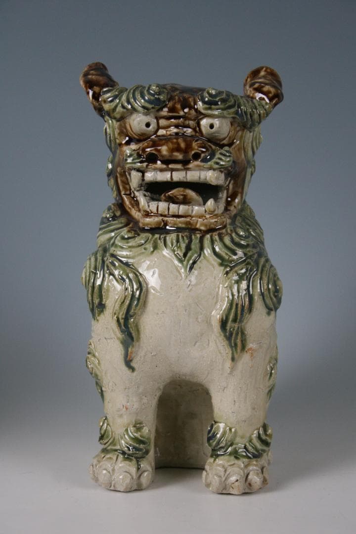 金城敏徳 作 緑釉立シーサー（特大）1対 - メルカリ