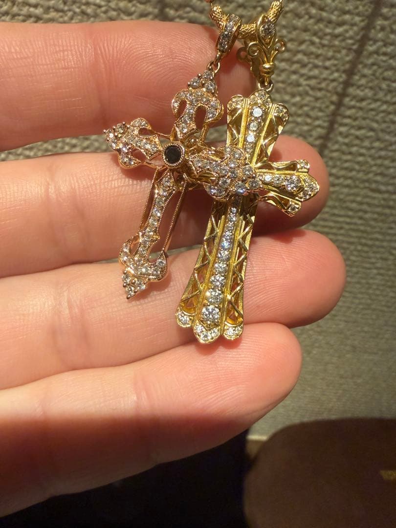 刻印有り　ダイヤクロス　k18 ネックレス 6.66g 0.8ct