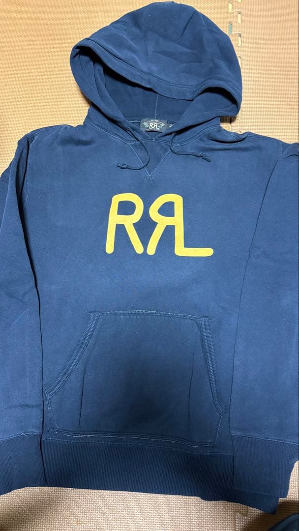 RRL ロゴ ネイビー パーカー サイズXL