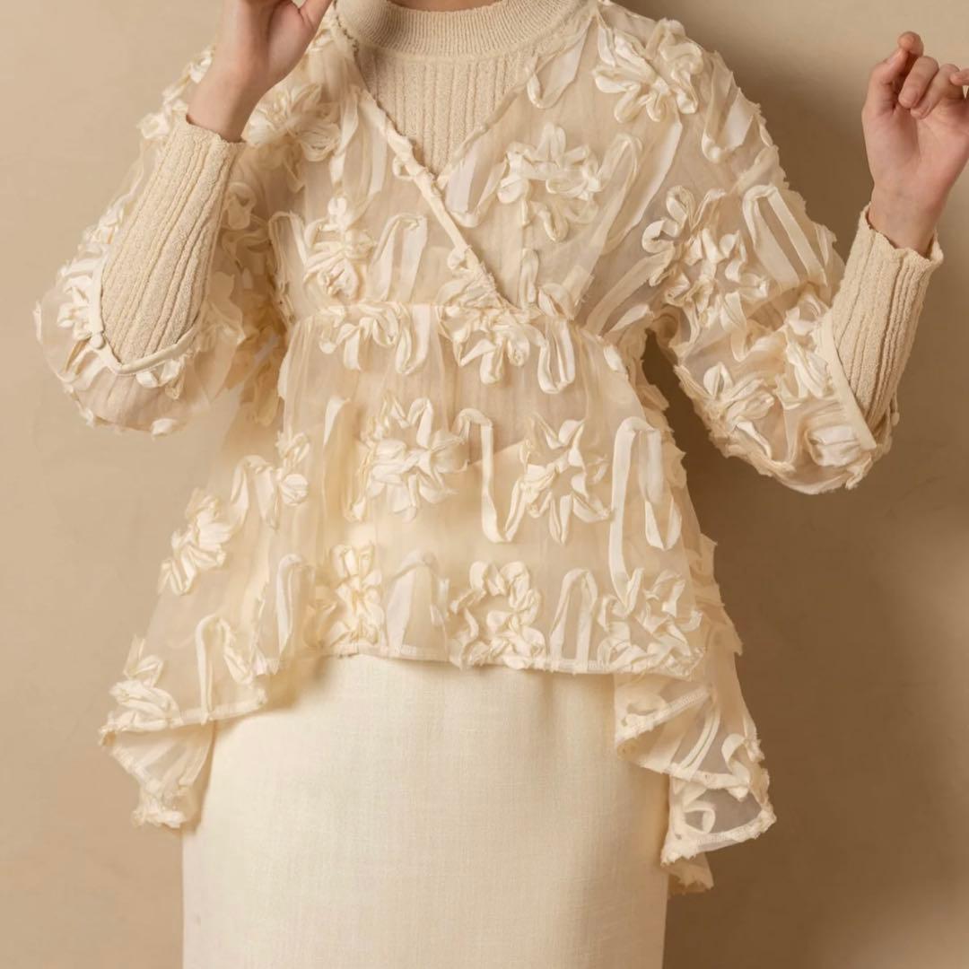 未着用 euw フラワーシアーブラウス AMERICANA/アメリカーナ別注OXBD