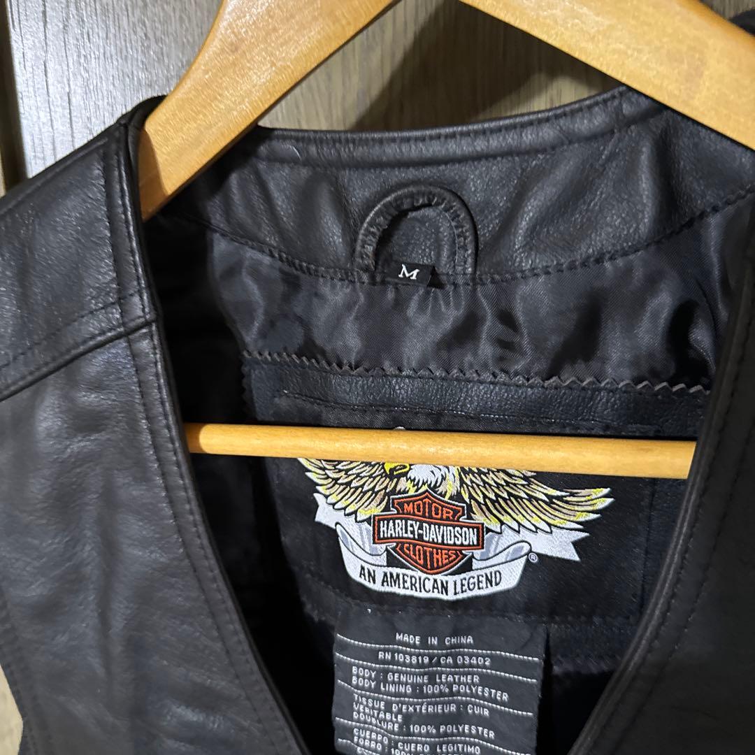 最終値下げHarley-Davidson レザー ベスト 黒 M スカルデザイン - メルカリ