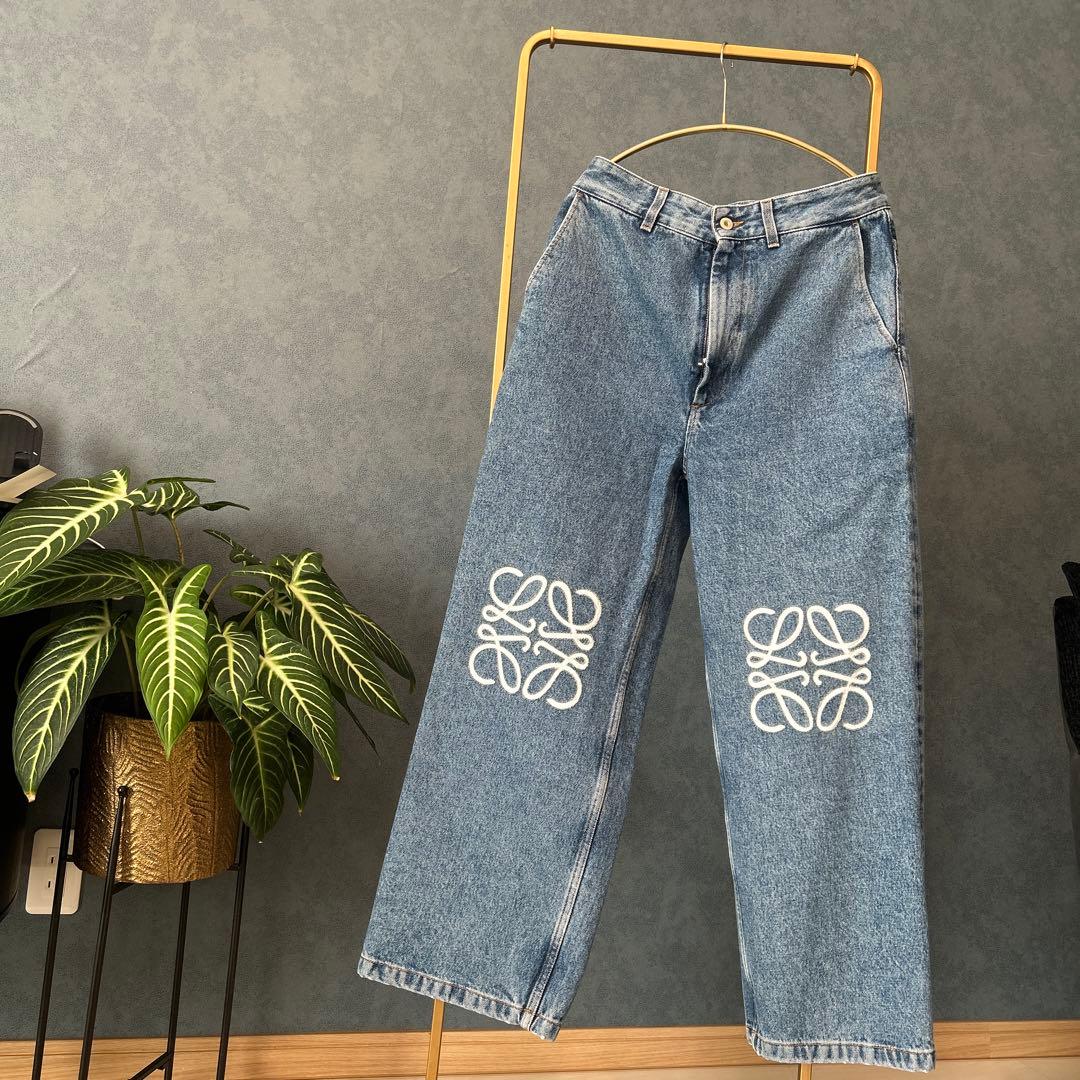 新春‼️ 未使用同様❣️ロエベアナグラムバギーデニム❣️38可愛い