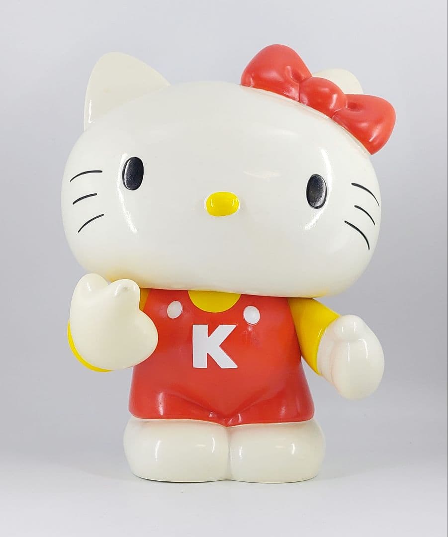 昭和レトロ ハローキティ 貯金箱 赤×黄色 ソフビ 特大サイズ 1976