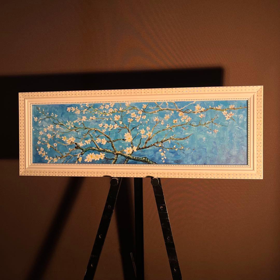 ★秀作★ 手書き油絵 ゴッホ 花咲くアーモンドの枝 額付 肉筆絵画 油彩画 Amazon.co.jp: ゴッホ『花咲くアーモンドの木の枝』高精彩工芸画+手彩