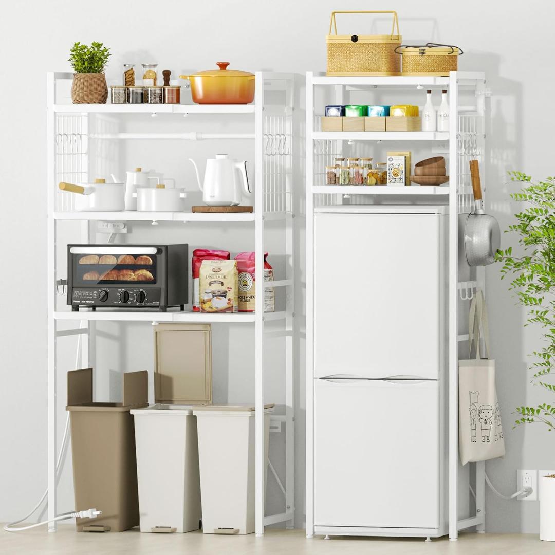 ゴミ箱上ラック 冷蔵庫上ラック 伸縮可 2口コンセント付き 多機能 新生活