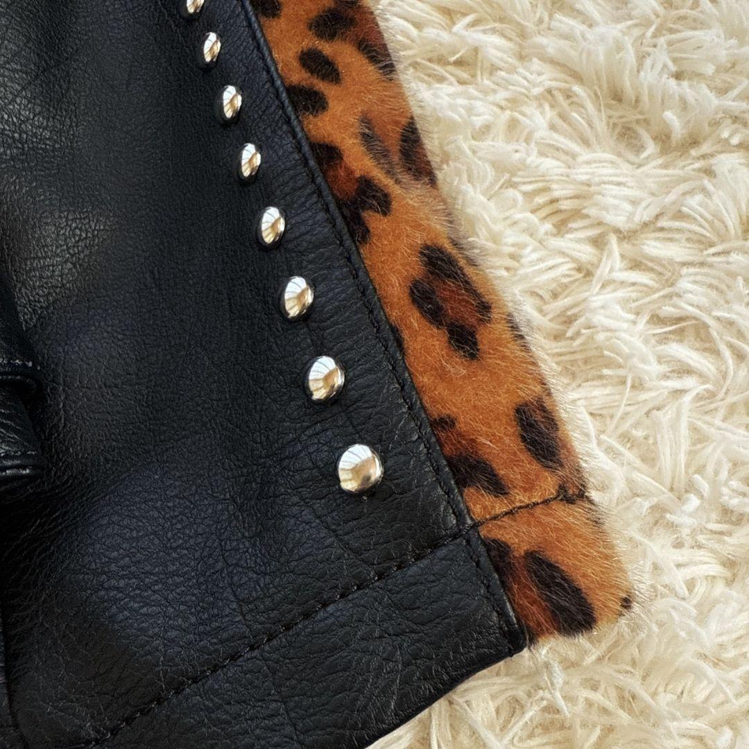 ZARA レオパード 豹柄 フェイクレザー ダブルライダース レザー