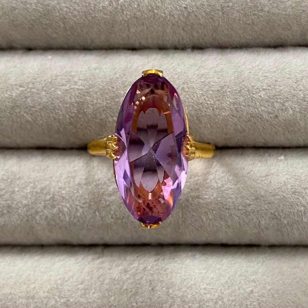 143】昭和レトロ 千本透かし ガラスリング 薄紫色 - メルカリ