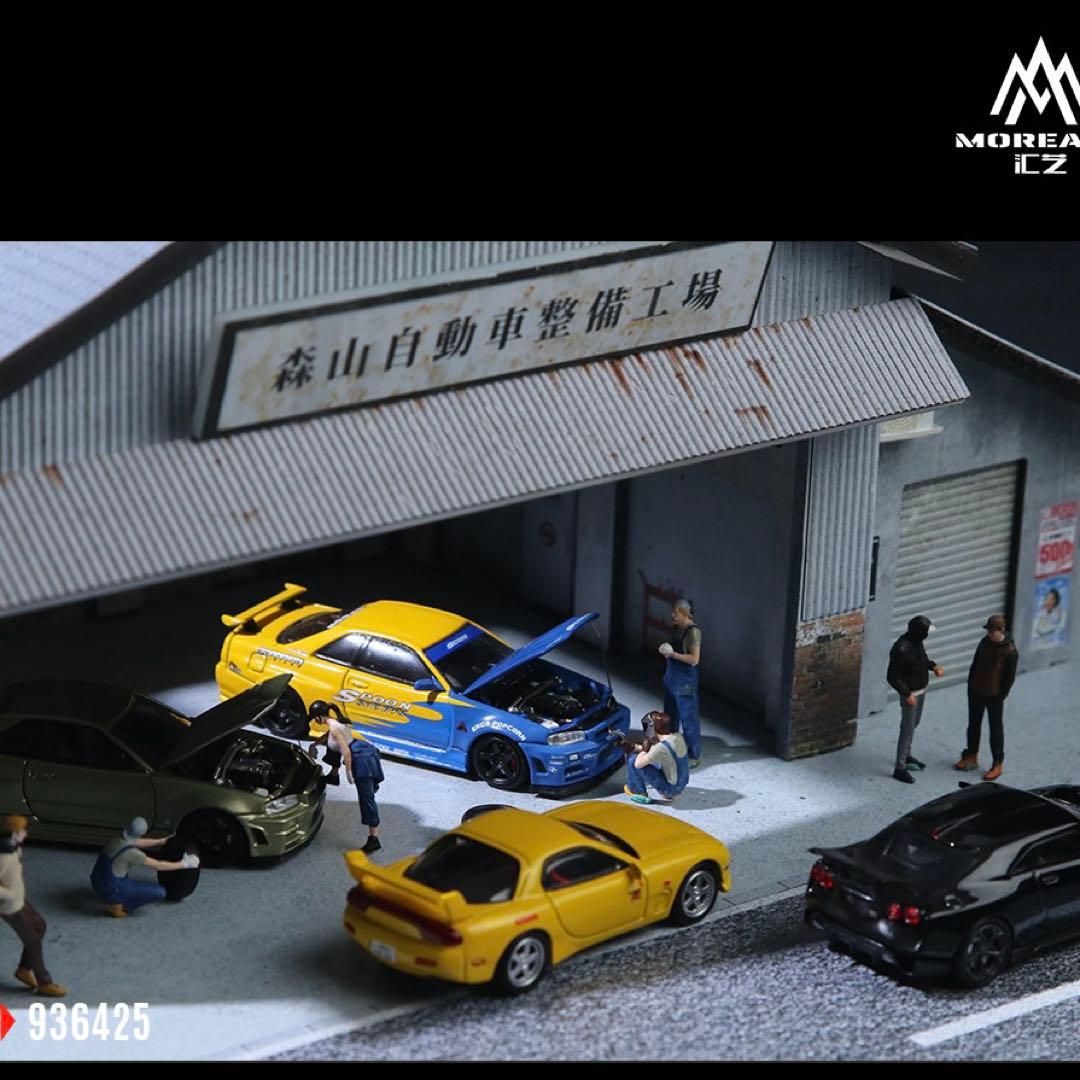 《最新入荷》1/64自動車整備士工場建物 LED照明付き 新品・未使用品