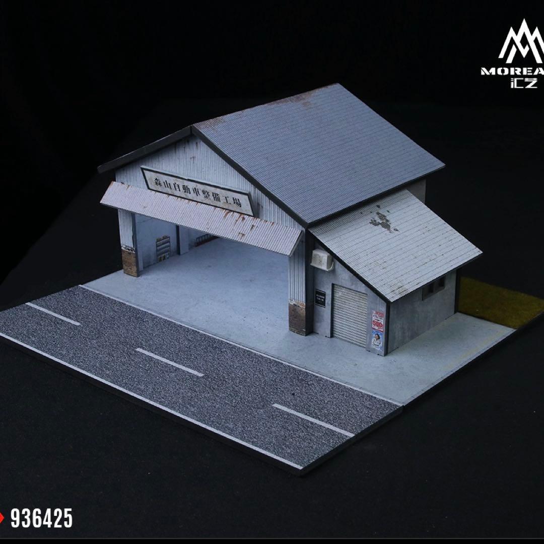 《最新入荷》1/64自動車整備士工場建物 LED照明付き 新品・未使用品