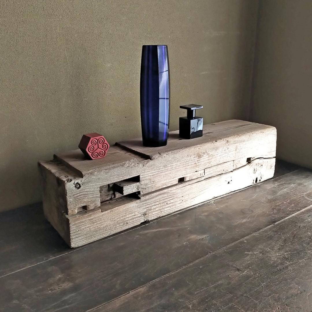 【送料込み】【古材 ⑧　角材・柱材　ホゾ穴　古道具 アンティーク オブジェ】 送料込み】【古材 ⑧ 角材・柱材 ホゾ穴 古道具 アンティーク オブジェ