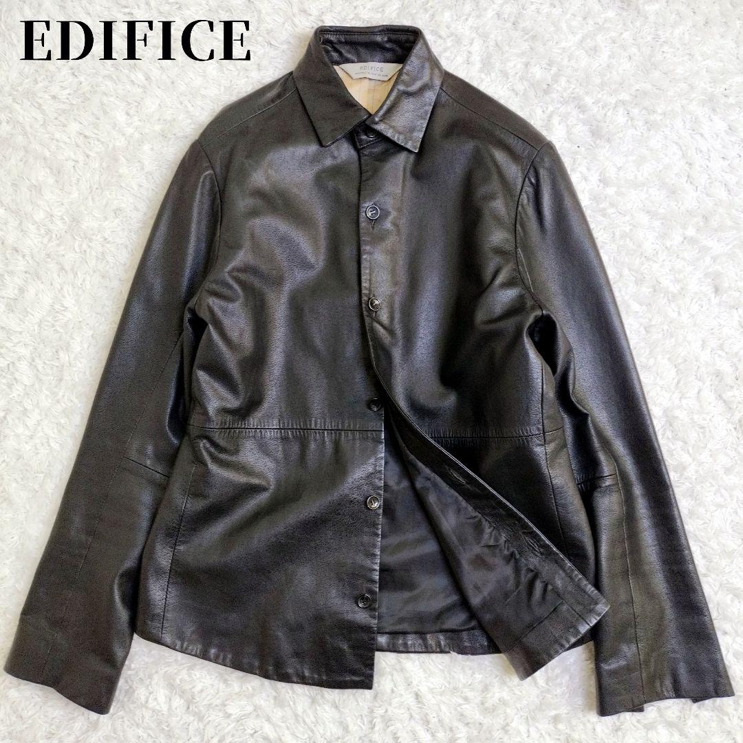 エディフィス　レザージャケット　ラムレザー　シープスキン　羊　本革　ブラック