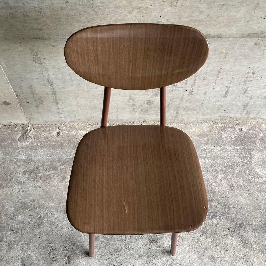 古い椅子 チェア パイプ ビニール 金属 背もたれ 茶色 当時物 昭和