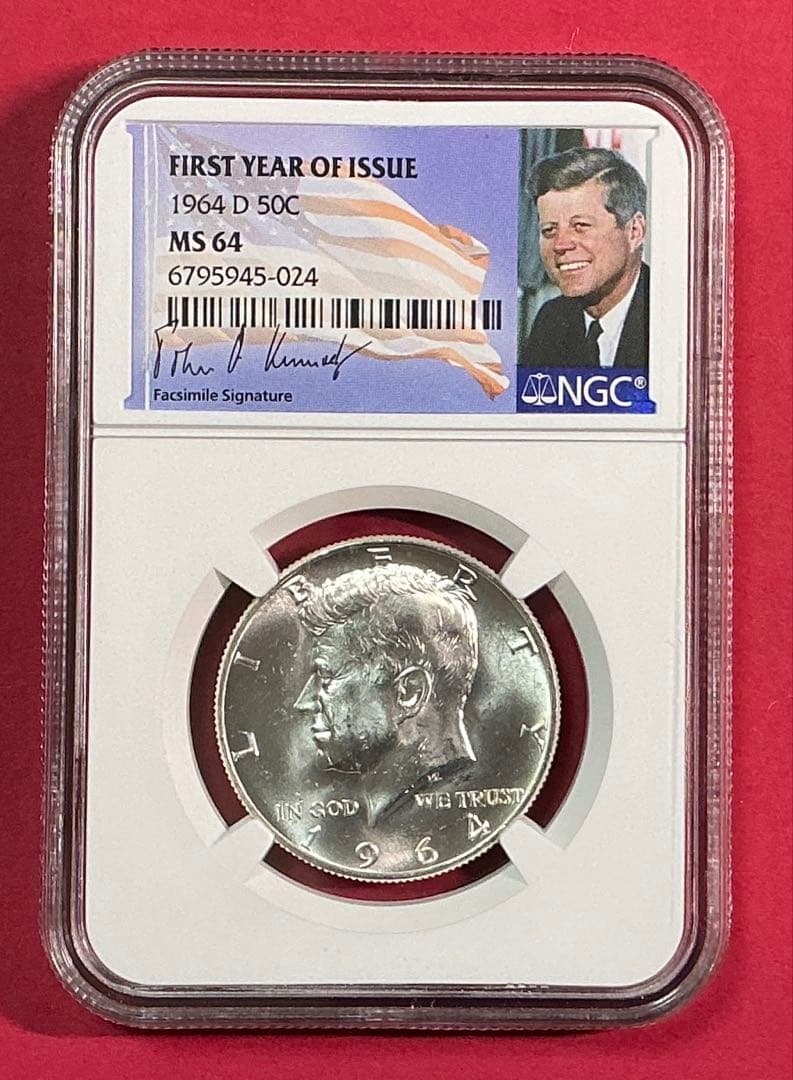 1964年 ケネディ ハーフダラー 銀貨 NGC MS64 FIRST YEAR