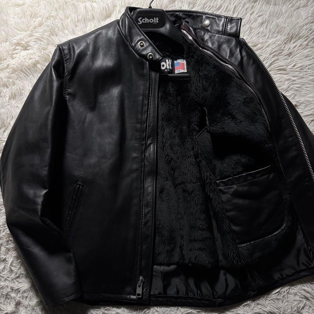【米国製】schott ライダースジャケット　シングル　641 ブラック　本革