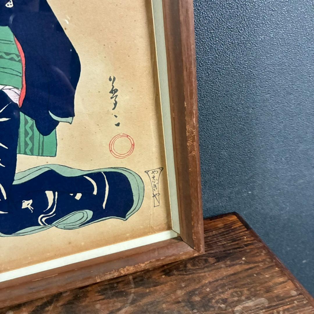竹久夢二「梅川忠兵衛」木版画 やなぎや版 柳屋 1920年 大正ロマン
