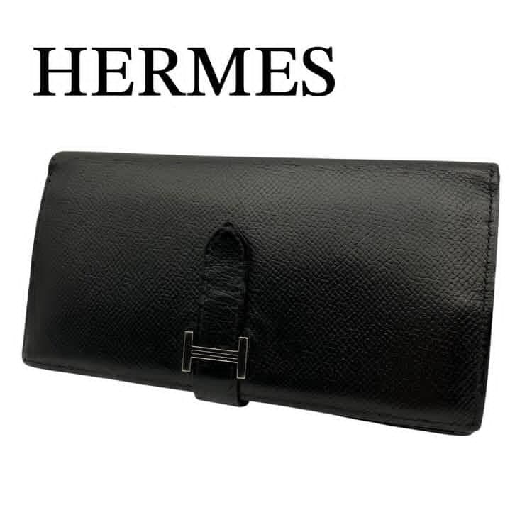 美品 HERMES エルメス ベアン スフレ 長財布 ▢K刻印 ブラック - メルカリ