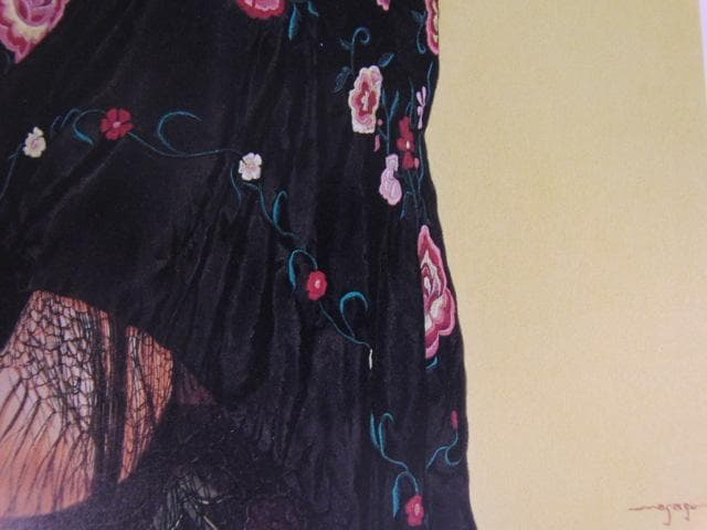 辻真砂、【舞】、希少な額装用画集画、新品高級額 額装付、状態良好