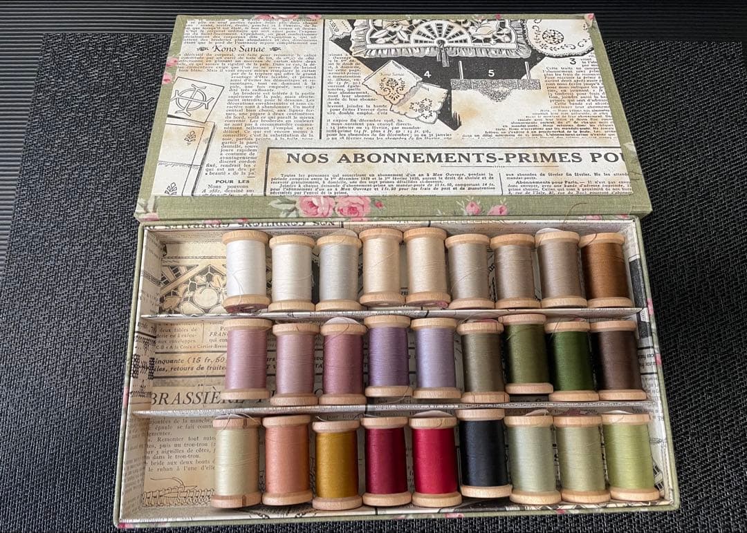 こうの早苗 カルトナージュBox　使用中の糸27個のセット