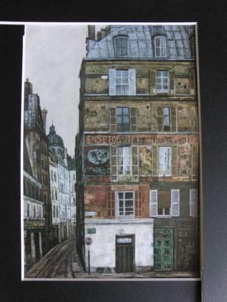 羽根万象、パリの裏街、希少画集画、新品額装付、状態良好 肉筆油彩画 パリの街角 秋斉藤 要 F6号 美術品 絵画【ポイント5％還元