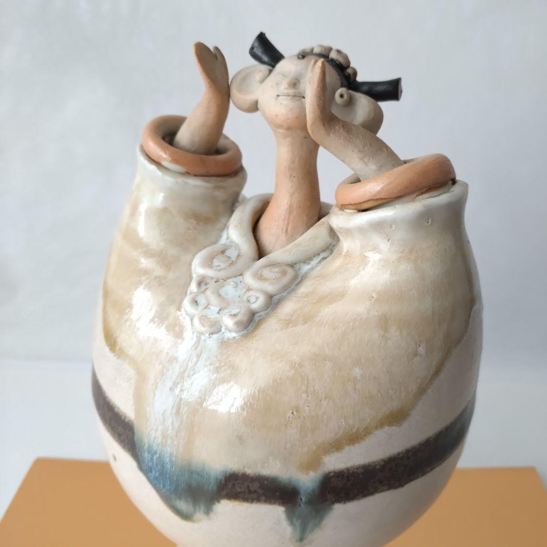 青芳人形 念ずれば花開く 砥部焼 青芳窯 森元青芳 創作人形 オブジェ