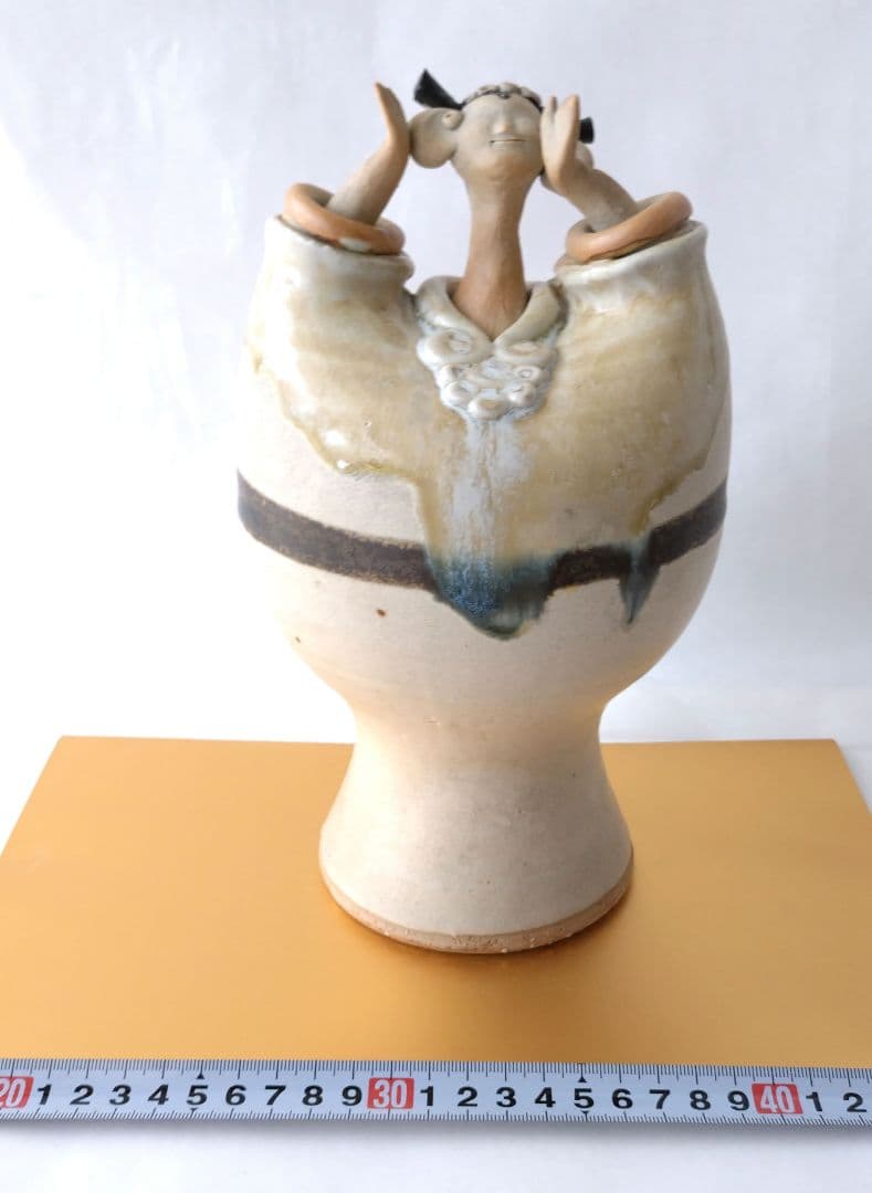 青芳人形 念ずれば花開く 砥部焼 青芳窯 森元青芳 創作人形 オブジェ