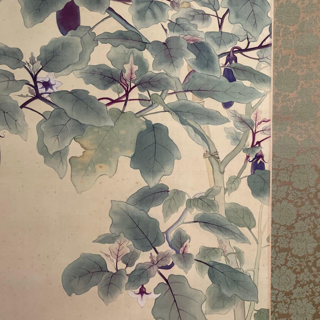 掛軸 『蜻蛉・茄子・猫』の画 季節『夏』