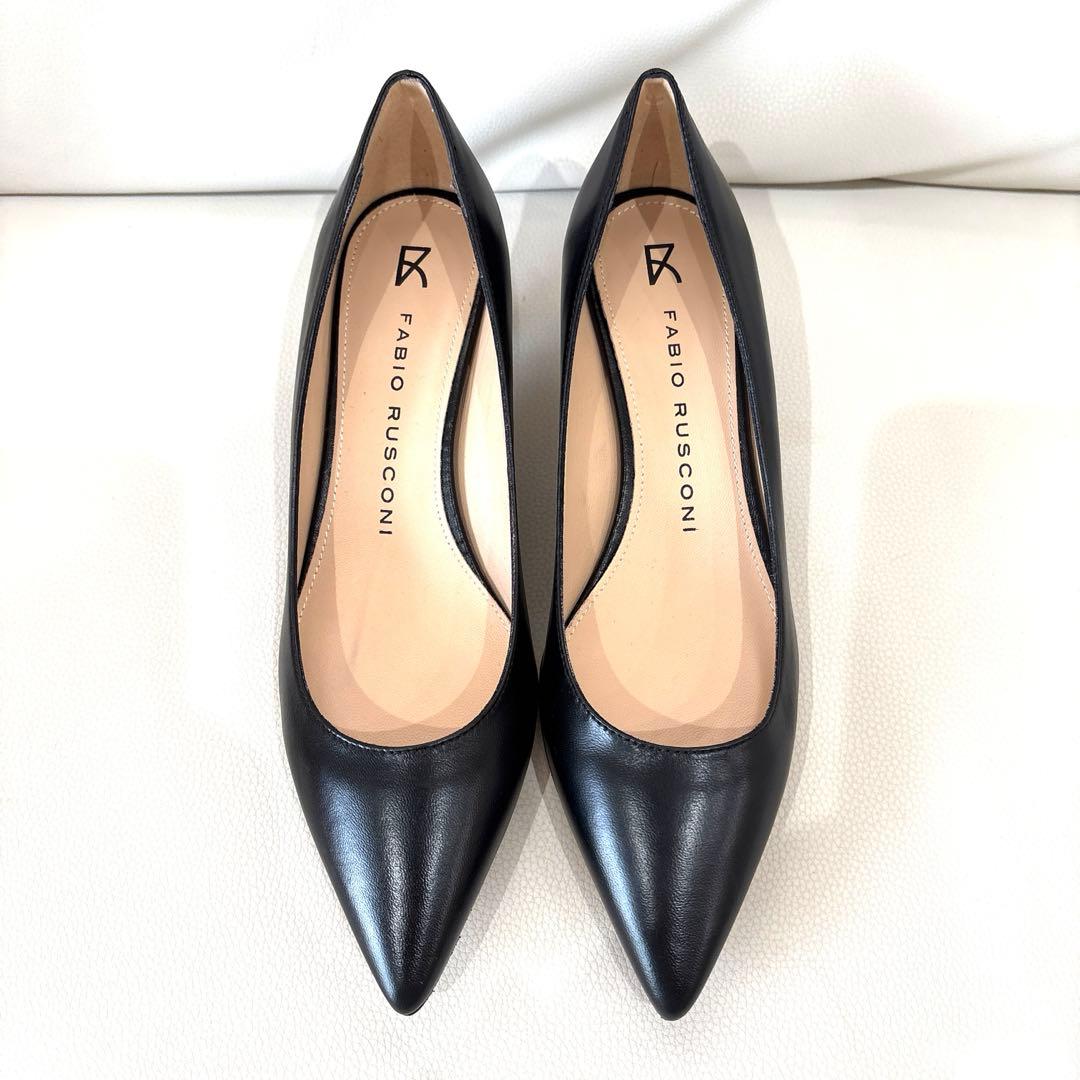 ファビオルスコーニ　ソフト レザー パンプス　ブラック　イタリア製　サイズ36 ○ファビオルスコーニ FABIO RUSCONI 4.5cmヒールベーシックパンプス