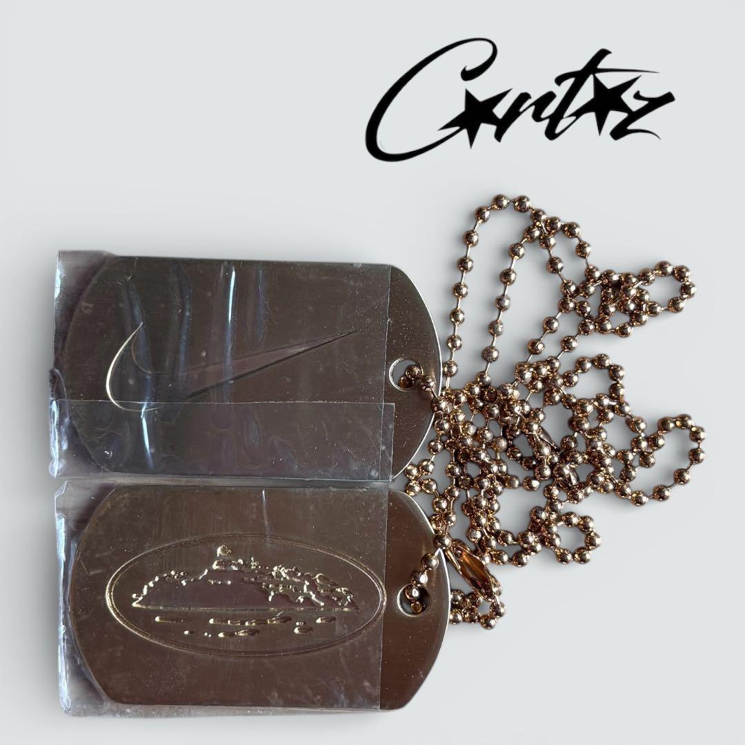 corteiz ドットタグ ネックレス 金 ゴールド チャーム ドッグタグネックレス プレートネックレス ゴールド メンズ スクエア