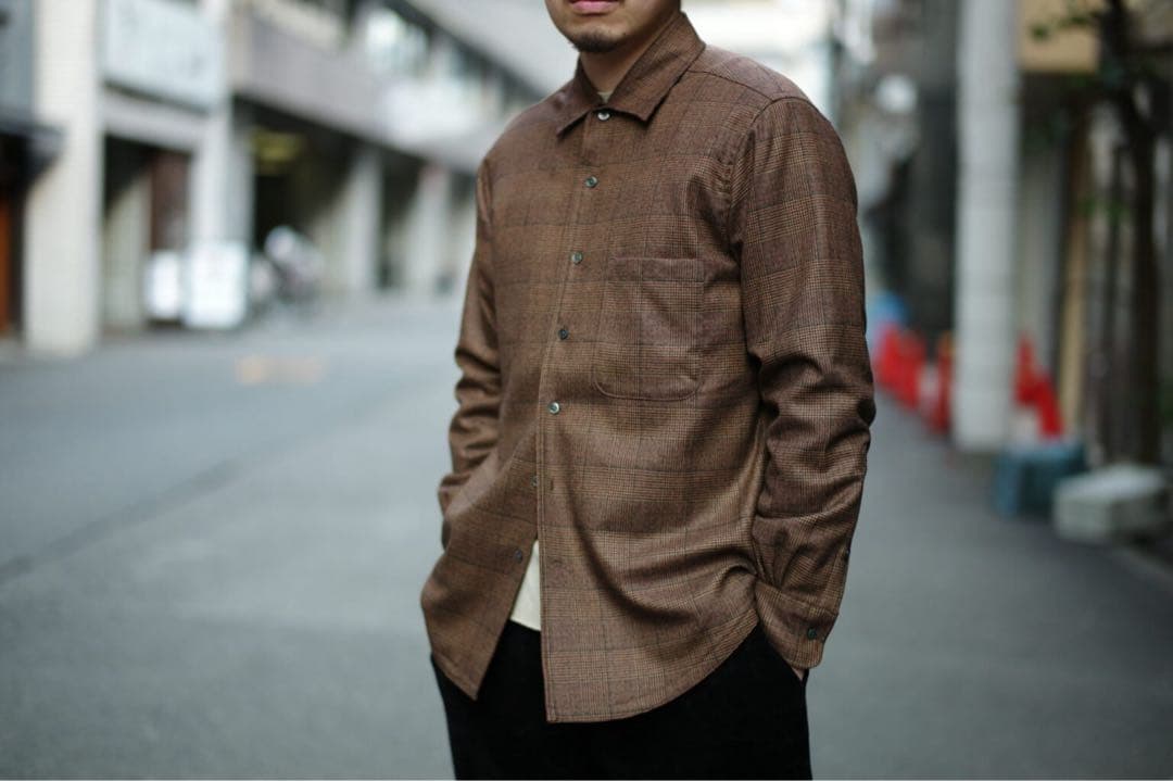 OPUS JAPAN Octa shirt ウール シャツ カーキ
