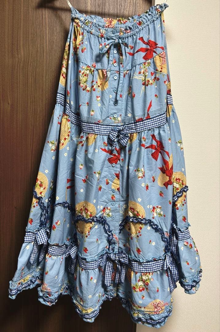 Straw-berry Hat プリントパッチワークスカート