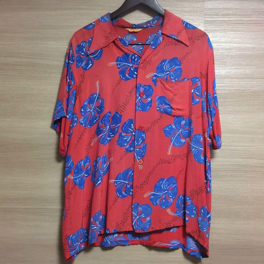 40s 50s Pilgrim レーヨン ハワイアンシャツ アロハ ロカビリー 40s ロングポイント 裾ポケット レーヨン ハワイアンシャツ