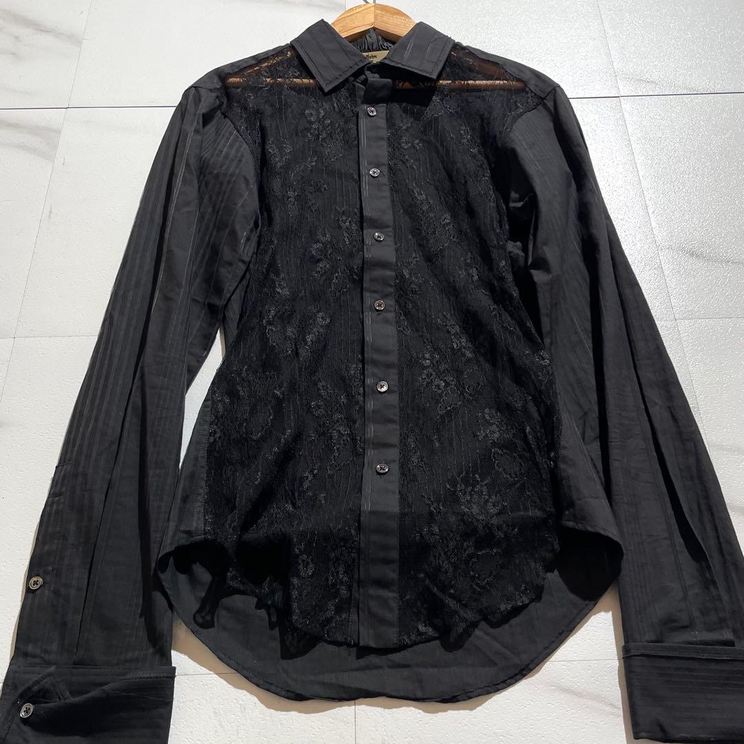 入手困難✨ ジョンガリアーノ レース生地 ブラック カットソー フォーマル 黒色