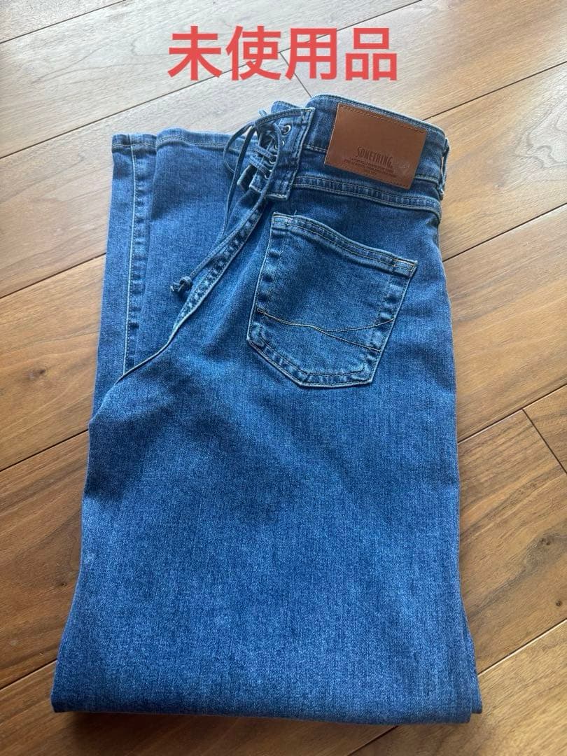 【未使用品】SOMETHING LISA レースアップワイドデニムパンツ　S SOMETHING（サムシング） SEA580 LISA レースアップ ワイド デニム