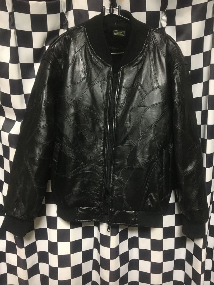 レザー　ボンバージャケット　M ツギハギジャン　シープスキン　羊革　ma1 楽天市場】シープスキンレザー MA1 革ジャン フライトジャケット 黒