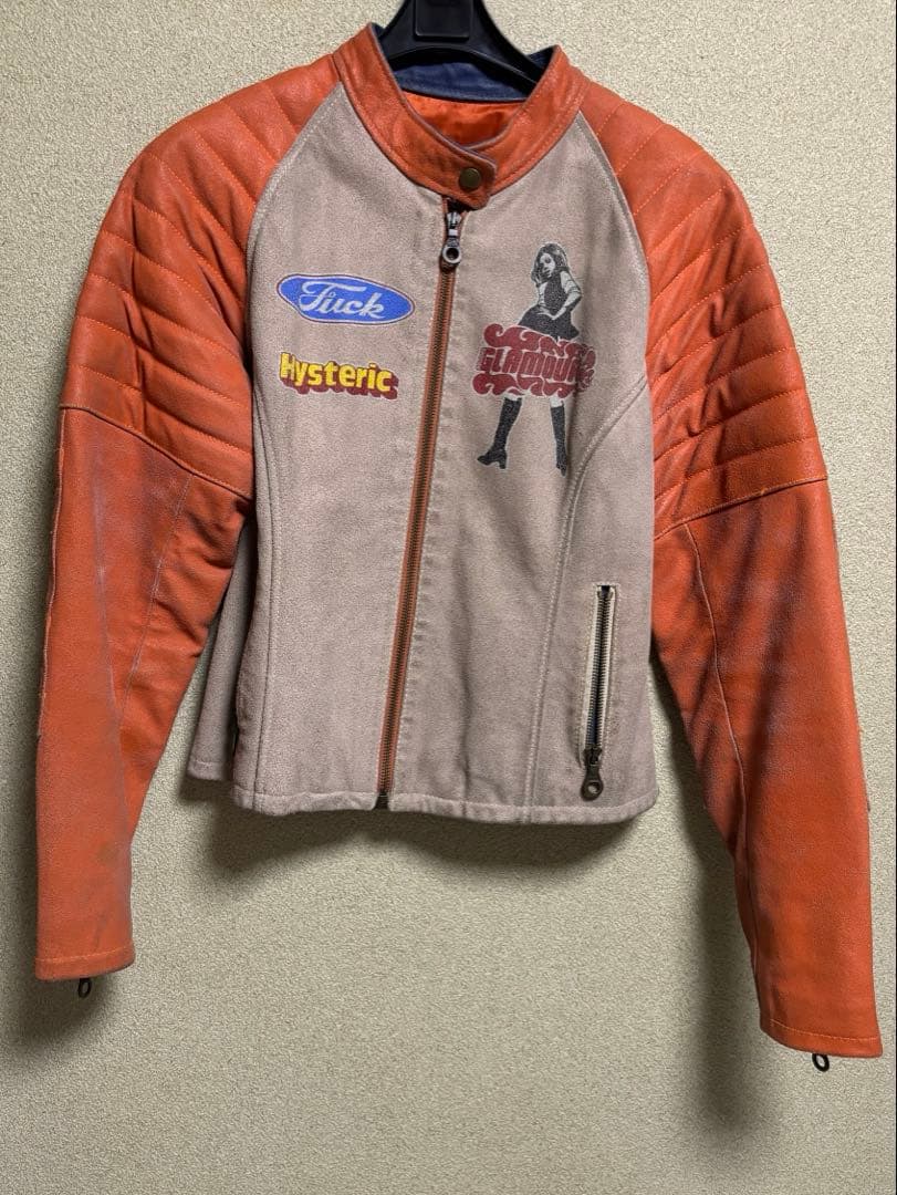 ヒステリックグラマー　クラックレザーライダース WILDSIDE × HYSTERIC GLAMOUR RACING LEATHER JACKET(L Black